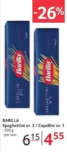 Selgros BARILLA Spaghettini nr. 3 / Capellini nr. 1 Ofertă