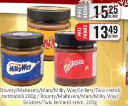 CBA Bounty/Maltesers/Mars/Milky Way/Snikers/Twix cremă tartinabilă Ofertă