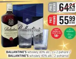 CBA BALLANTINE'S whiskey 40% alc., cu 2 pahare Ofertă