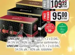CBA UNICUM pachet cadou, 34.5% alc.-40% alc. Ofertă