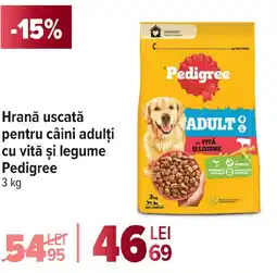 Carrefour Market Hrană uscatăǎ pentru câini adulți cu vită şi legume Pedigree Ofertă