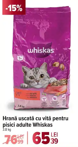 Carrefour Market Hrană uscată cu vită pentru pisici adulte Whiskas Ofertă