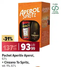 Carrefour Market Pachet Aperitiv Aperol, + Cinzano To Spritz Ofertă