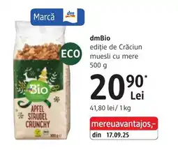 DM dmBio ediție de Crăciun muesli cu mere Ofertă