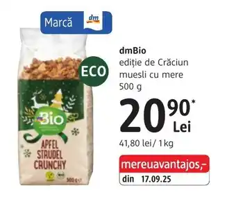 DmBio ediție de Crăciun muesli cu mere