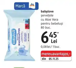 DM Babylove şerveţele cu Aloe Vera pentru bebeluşi Ofertă