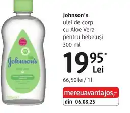 DM Johnson's ulei de corp cu Aloe Vera pentru bebeluşi Ofertă