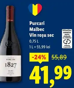 Lidl Purcari Malbec Vin rosu sec Ofertă