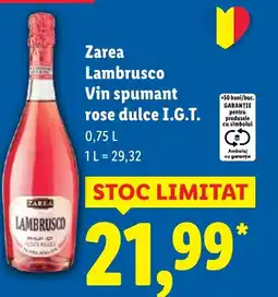Lidl Zarea Lambrusco Vin spumant rose dulce I.G.T. Ofertă