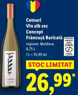 Lidl Cotnari Vin alb sec Concept Frâncuşă Baricată Ofertă