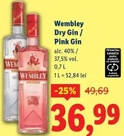 Lidl Wembley Dry Gin / Pink Gin Ofertă