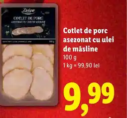 Lidl Deluxe Cotlet de porc asezonat cu ulei de măsline Ofertă