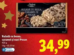 Lidl Deluxe Ruladă cu bezea, caramel şi nuci Pecan Ofertă