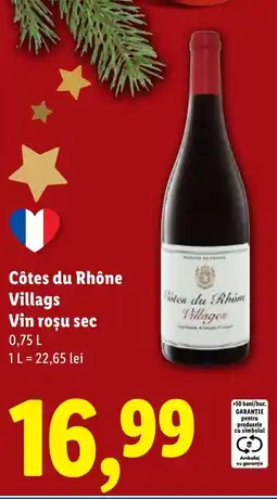 Lidl Côtes du Rhône Villags Vin roşu sec Ofertă
