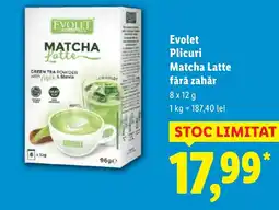 Lidl Evolet Plicuri Matcha Latte fără zahăr Ofertă