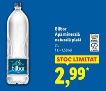Lidl Bilbor Apă minerală naturală plată Ofertă