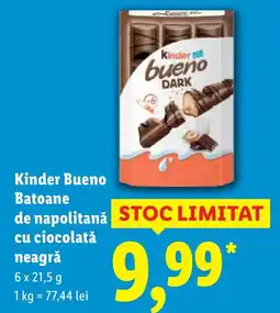 Lidl Kinder Bueno Batoane de napolitană cu ciocolată neagră Ofertă