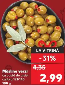Kaufland Măsline verzi cu pastă de ardei calibru 121/140 Ofertă
