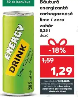 Kaufland Băutură energizantă carbogazoasă lime / zero zahăr Ofertă