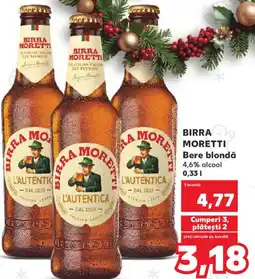 Kaufland BIRRA MORETTI Bere blondă Ofertă