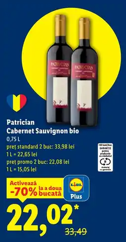 Lidl Patrician Cabernet Sauvignon bio Ofertă