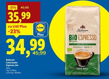 Lidl Bellarom Cafea boabe Espresso, bio Ofertă
