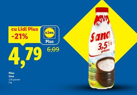 Lidl Pilos Sana 3,5% grăsime Ofertă