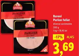 Lidl Baroni Parizer feliat Ofertă