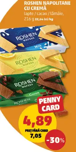 Penny Roshen napolitane cu cremă lapte/cacao/lămâie Ofertă