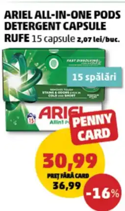 Penny Ariel all-in-one pods detergent capsule rufe Ofertă