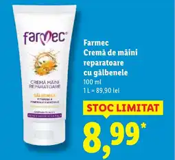 Lidl Farmec Cremă de mâini reparatoare cu gălbenele Ofertă