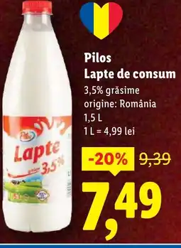 Lidl Pilos Lapte de consum Ofertă