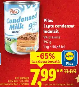 Lidl Pilos Lapte condensat îndulcit Ofertă
