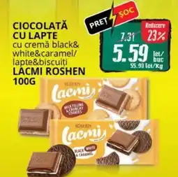 Diana Supermarket Ciocolată cu lapte cu cremă black& white&caramel/ lapte&biscuiţi LACMI ROSHEN Ofertă