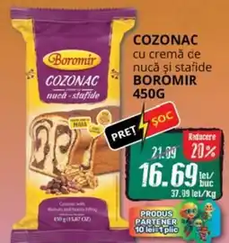 Diana Supermarket Cozonac cu cremă de nucă și stafide BORÓMIR Ofertă