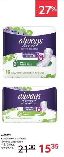 Selgros ALWAYS Absorbante urinare Ofertă