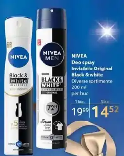 Selgros NIVEA Deo spray Invisibile Original Black & white Ofertă