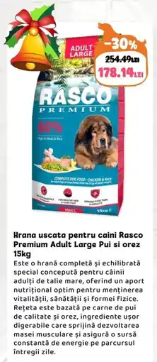 Animax Hrana uscata pentru caini Rasco Premium Adult Large Pui si orez Ofertă