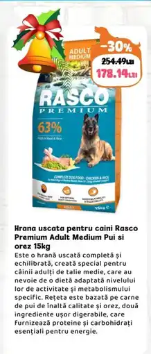 Animax Hrana uscata pentru caini Rasco Premium Adult Medium Pui si orez Ofertă