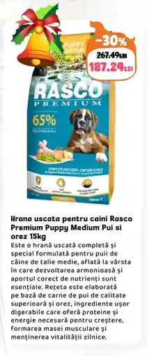 Animax Hrana uscata pentru caini Rasco Premium Puppy Medium Pui si orez Ofertă