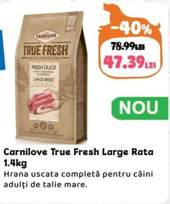 Carnilove True Fresh Large Rata 1.4 kg ofertă la Animax