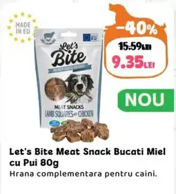 Animax Let's Bite Meat Snack Bucati Miel cu Pui Ofertă