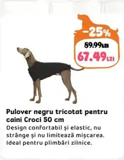 Animax Pulover negru tricotat pentru caini Croci Ofertă