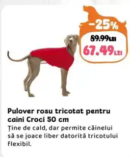 Animax Pulover rosu tricotat pentru caini Croci Ofertă