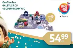 Auchan One Two Fun Galetușă cu 45 cuburi lemn FSC Ofertă