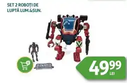 Auchan Set 2 roboti de luptă lum.&sun. Ofertă