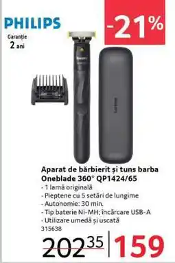 Selgros Aparat de bărbierit și tuns barba Oneblade 360° QP1424/65 Ofertă