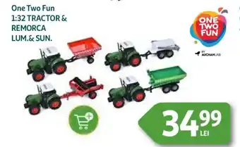 Auchan One Two Fun 1:32 Tractor & remorca lum.& sun. Ofertă
