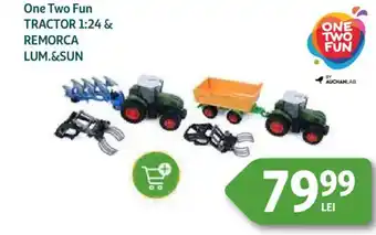 Auchan One Two Fun Tractor 1:24 & remorca lum.&sun Ofertă