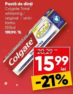 PROFI Pastă de dinți Colgate Total whitening / original / anti- tartru Ofertă